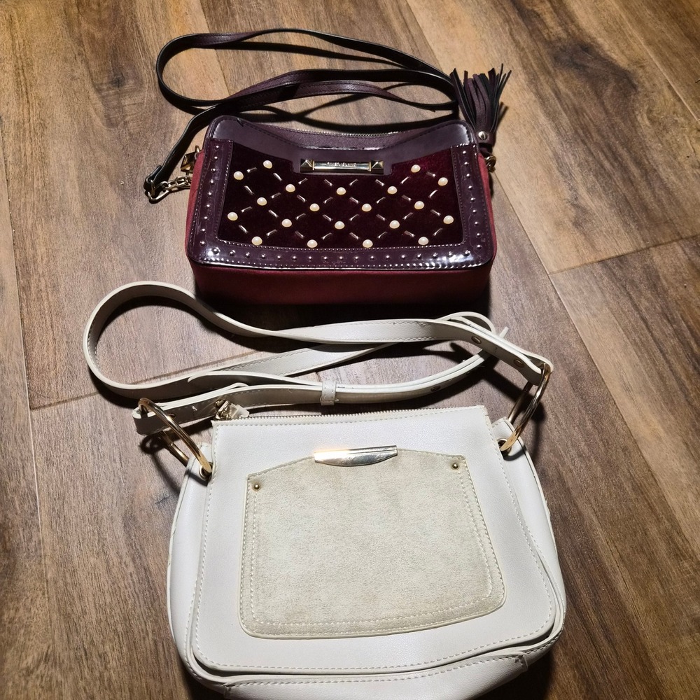 River Island Burgundy Embellished Bag Oasis Cream Faux Leather Crossbody Bundle